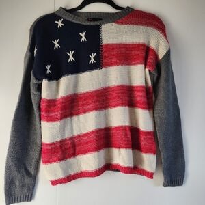 t/o American Flag Knit Sweater Size Small Oversized Patriotic
